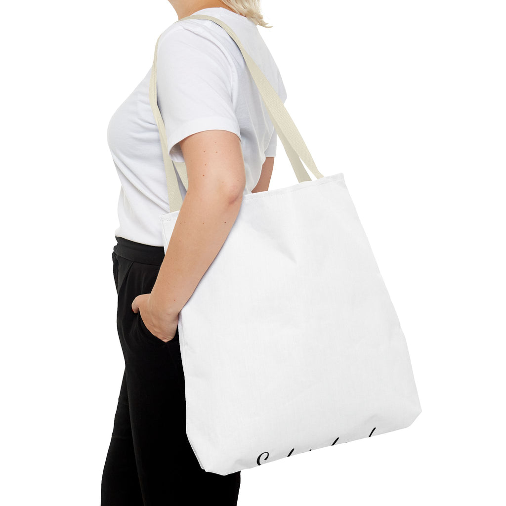 Customizable Text Tote Bag — Personalized All-Over Print Cotton Tote