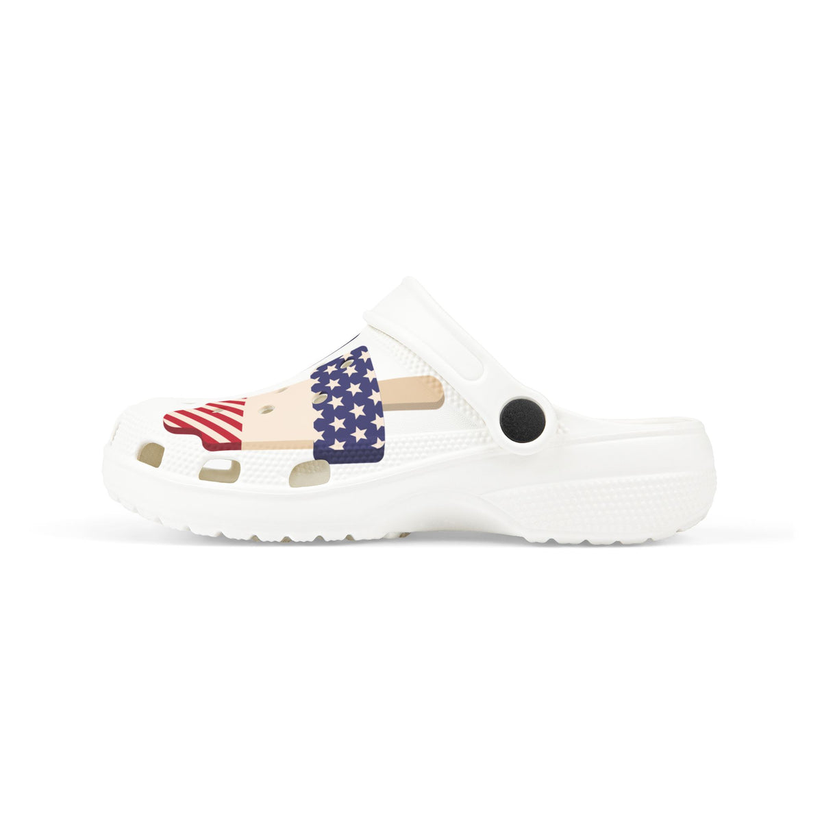 Kids Patriotic Foam Clogs — American Flag Popsicle Print