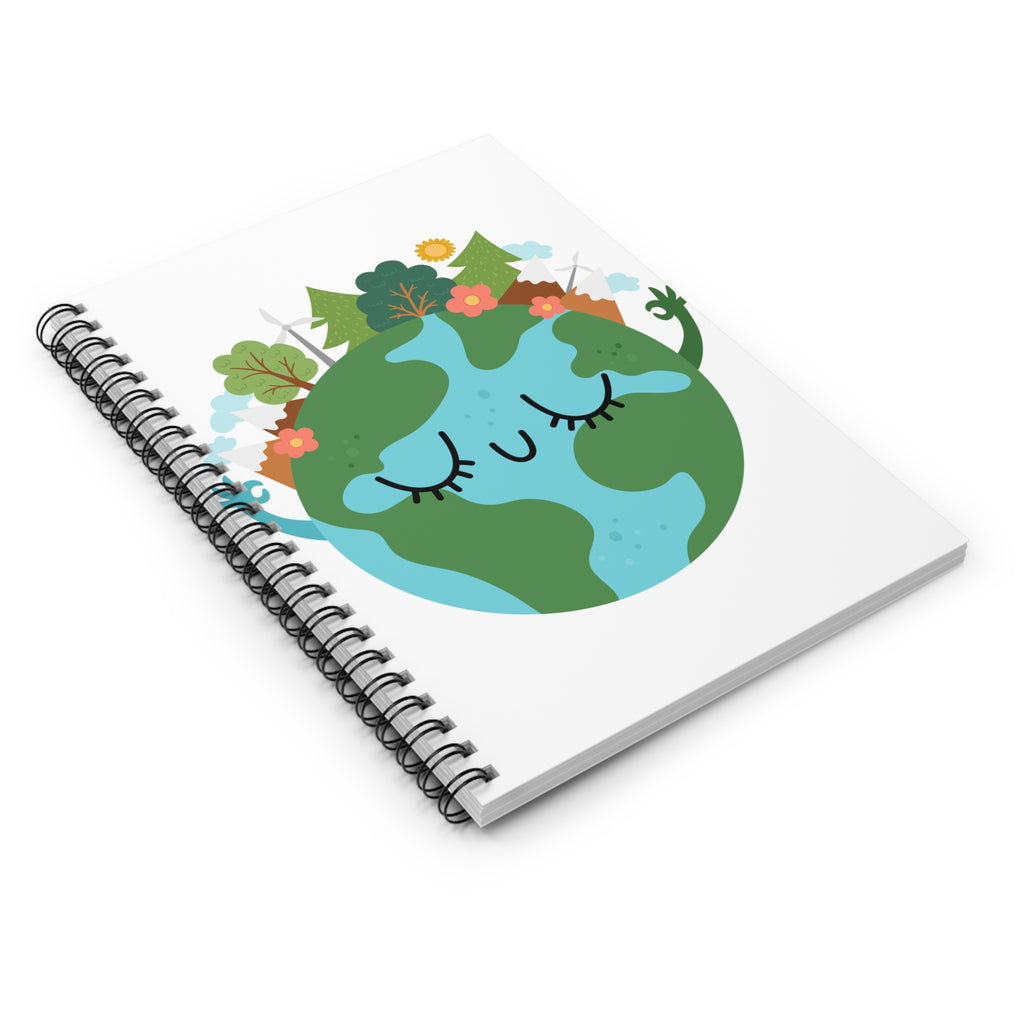 Earth Day Spiral Notebook — Cute Smiling Planet Design, Eco-Friendly Nature Journal, Ideal Gift for Kids & Environmentalists