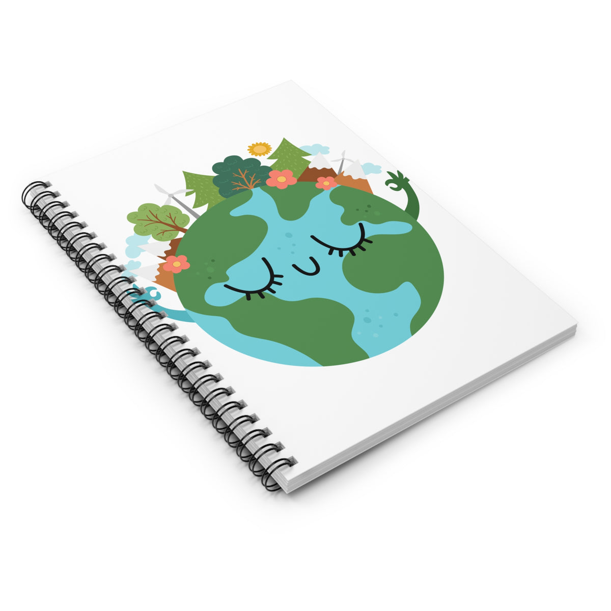 Earth Day Spiral Notebook — Cute Smiling Planet Design, Eco-Friendly Nature Journal, Ideal Gift for Kids & Environmentalists