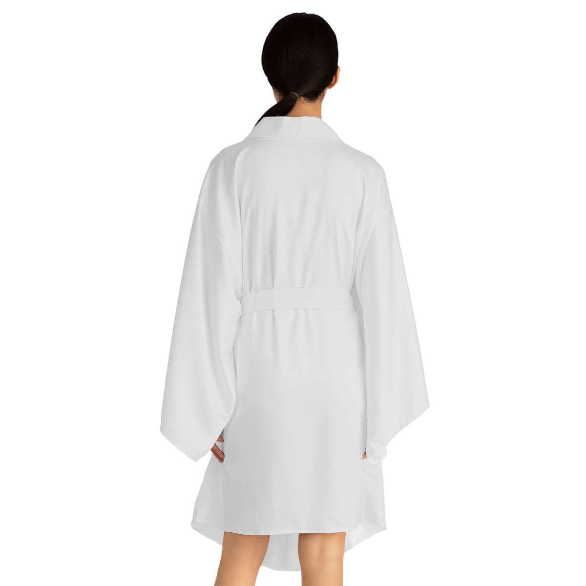Minimal Blue Face Kimono Robe — Long Sleeve Lounge Robe with Abstract Line Art