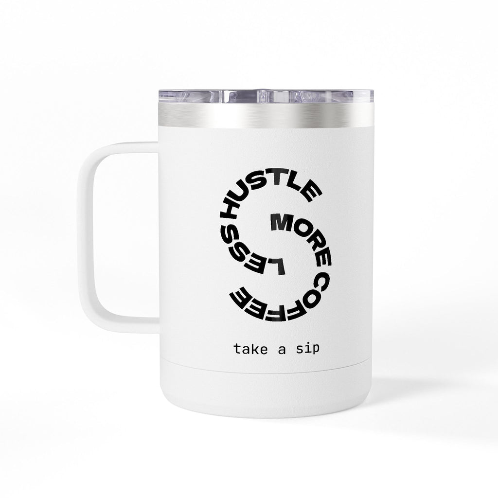 15oz Coffee Tumbler Mug — Minimal White Insulated Travel Cup