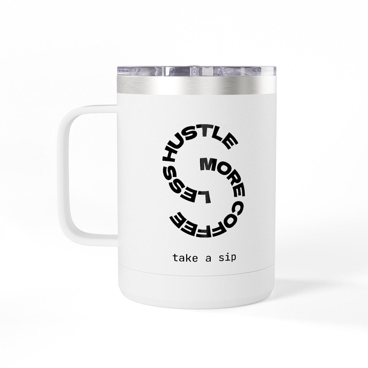 15oz Coffee Tumbler Mug — Minimal White Insulated Travel Cup