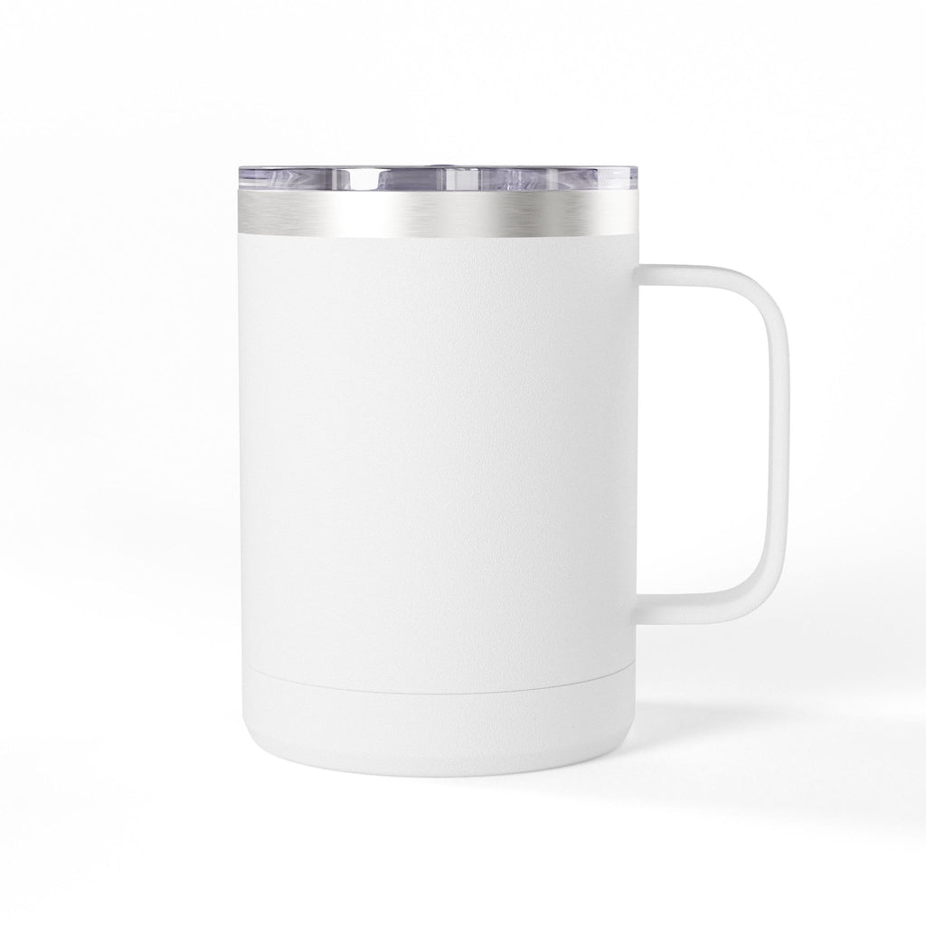 15oz Coffee Tumbler Mug — Minimal White Insulated Travel Cup