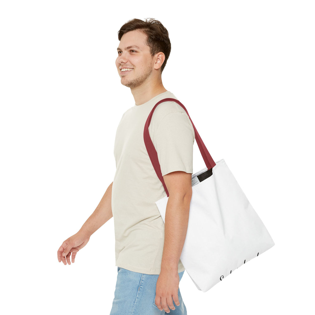 Customizable Text Tote Bag — Personalized All-Over Print Cotton Tote