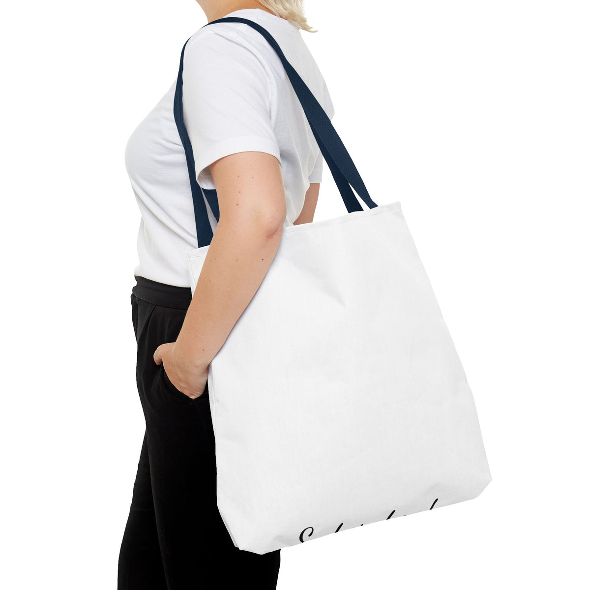 Customizable Text Tote Bag — Personalized All-Over Print Cotton Tote